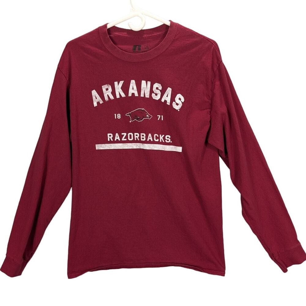 Russell Razorbacks Shirt Mens Large University of Arkansas Long Sleeve Varsity